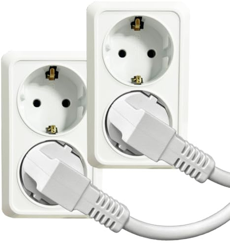 Doppelstecker für Steckdose, Steckdosenleiste Mehrfachstecker für Küche Büro, 2PCS