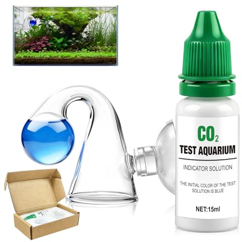 Co2 Aquarium Kit, Aquarium Co2 Kit, Co2 Drop Checker, Precise Detection, Include 15 ml Indicator Solution, Glass Drop Checker for Freshwater/Planted Tank, First Choice for Aquascaping Plant Growth