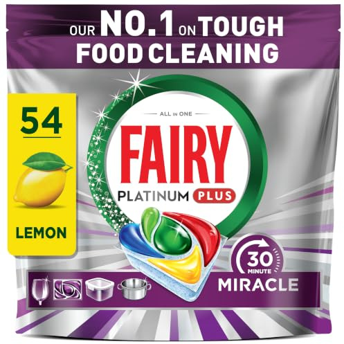 Fairy 30 Minute Miracle Platinum Plus Dishwasher Tablets, 54 Capsules