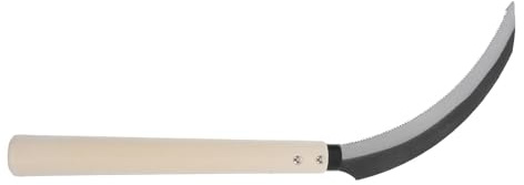 Hoz Dentada de Arroz con Mango de Madera, Acero al Carbono | Forma Creciente, Corte Preciso para Hierba y Labores Agrícolas, Uso en Huerto Pequeño