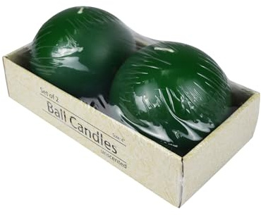 Zest Candle 2-Piece Ball Candles, 4-Inch, Hunter Green