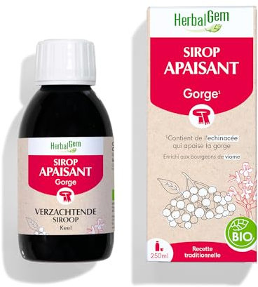 HerbalGem | Sirop APAISANT BIO | Apaise la Gorge Irritée et Calme les Voies Respiratoires | Recette Traditionnelle Enrichie aux Bourgeons | 150 ML