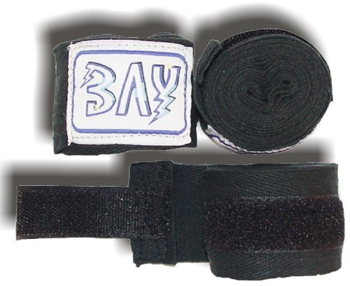 BAY Boxbandagen aus Baumwolle, Unelastische Handgelenkbandagen, 2,5 Meter x 5 cm, Schwarz