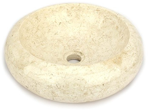Wuona Objects Aufsatzwaschbecken 40 cm heller Marmor poliert Handwaschbecken