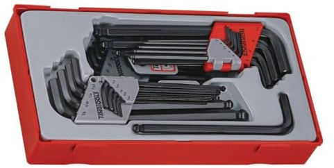 Tengtools™ Sweden Combinable 3-in-1 Allen Key Set with Ball Heads, Metric and Inch Hex Sockets, Plus Internal Torx, 28 Pieces