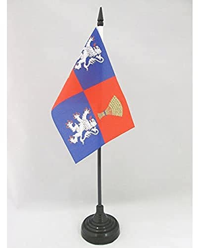 AZ FLAG Drapeau de Table Province de Gascogne 15x10 cm Socle Plastique | Usage intérieur Drapeau de bureau gascon finition cousue et bords renforcés avec mât en plastique et socle en plastique
