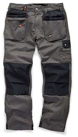 Pantalon de travail gris graphite Scruffs (toutes les tailles) résistant à l'usure, pantalon de combat avec poche de genoux rembourrées pour homme - gris -