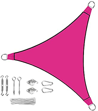 Sonnensegel Dreieck 5m Farbe Pink mit praktischem Ösen Montagekit - Sonnenschutz für Ihren Garten/Balkon!