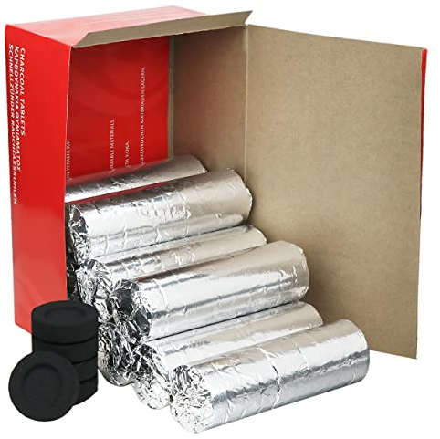 Carbón Vegetal NKlaus de Encendido rápido 10 Rollos Ø 50mm 100 Piezas Carbón Vegetal para Incienso Grecia4 1231