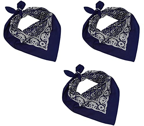 Betz 3 er Pack Nickituch Bandana Kopftuch Halstuch klassischem Paisleymuster Größe 55 x 55cm 100% Baumwolle Farbe: marine