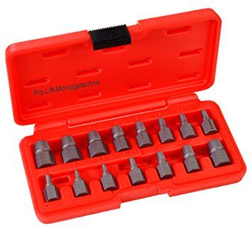 Pro-Lift-Montagetechnik 15 teiliges Set Schraubenausdreher, für M3 bis M14 und 1/8 und 1/2 Schrauben, 01298