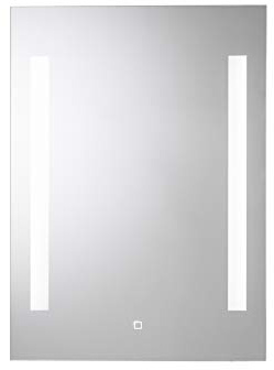 Croydex Henbury Bathroom Mirror with Lights - Easy to Install Bathroom LED mirror with Demister Pad, All Fittings Included, Two Light Strips, Touch Button Power Switch, 70x50cm