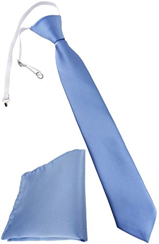 TigerTie Kinderkrawatte + Einstecktuch in Uni Einfarbig - vorgebunden mit Gummizug