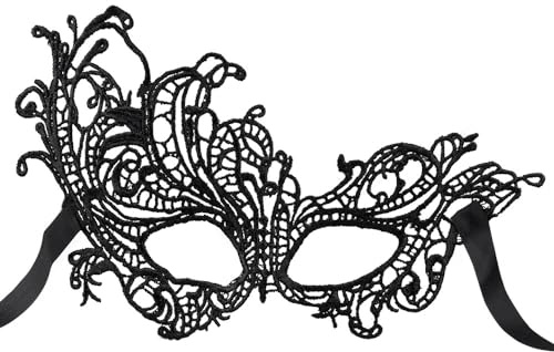 Boland 00249 - Augenmaske aus Spitze, Einheitsgröße, Schwarz, mit Stoffband, Maskerade, Kostümball, Venedig, Kostüm, Verkleidung, Accessoire, Karneval, Fasching, Mottoparty, Halloween