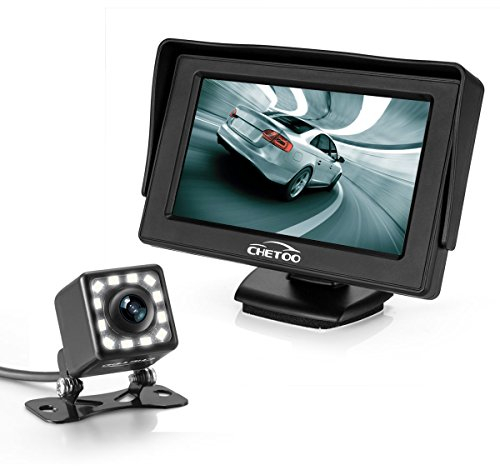 CHETOO Rückfahrkamera Auto Rückansicht mit Nachtsicht 12 LED 170° Winkel Wasserdicht Rückfahrsystem + 4.3 LCD Auto Monitor