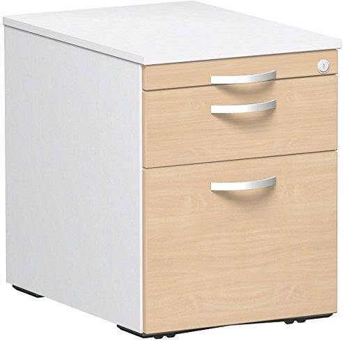 Gera Möbel Container & Funktionsmöbel Rollcontainer, Holzdekor, ahorn/weiß, 43.8 x 60 x 56.5 cm