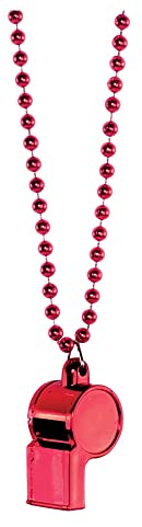 Amscan Whistle Bead Necklace Sports Noisemakers Accessory, Red, 36 Party Favors (399909.40)