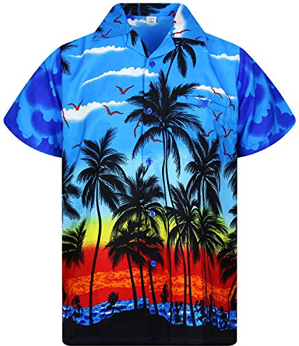 Funky Chemise Hawaienne, Beach, Bleu, S
