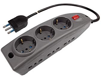 Poly Pool PP0545.2 Presa Multipla Compact Spina Grande 16 A Con 9 Prese, 1.5 m Cavo e Interruttore, Nero