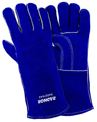 Radnor Large Blue 14 Shoulder Split Cowhide Cotton/Foam Lined Insulated Welders Gloves With Reinforced, Wing Thumb