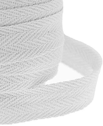 JJOnlinestore - Baumwolle, 25 mm, 2.54 cm Herringbone Twill, Schneidern Nähen Handwerk Schürze, Wimpelkette, weiß, 10 Meter