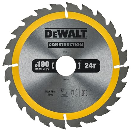 Dewalt DT1944 Circular SAEGE Blade Handkr 190 x 30 mm 24WZ, 1 Pieces