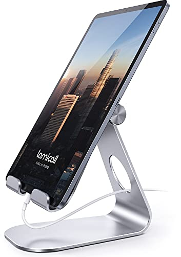 Lamicall Tablet Ständer Verstellbare, Tablet Halterung - Universal Halter, Halterung, Dock für 2024 iPad Pro 9.7, 10.5, 11, 12.9, iPad Air Mini 6 5 4, Samsung Tab, und Tablet mit 4.7-13 Zoll - Silber