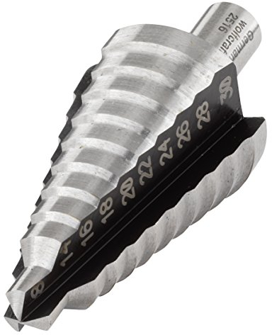 wolfcraft 2516000 1 Foret Étagé Diamètres Graduels Ø8-14-16-18-20-22-24-26-28-30 Mm, Hss, Queue Ø 10 Mm, avec Pointe D'amorçage 3 Tranchants, Longueur Utile 52,5 Mm