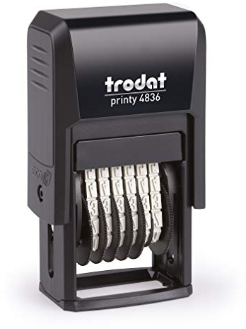 Trodat Printy 4836 Selbstfärbender Nummernstempel mit 6 Stellen, 3.8mm, Stempelfarbe schwarz
