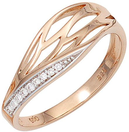 Jobo Damen-Ring aus 14 Karat 585 Rosegold mit 8 Diamanten