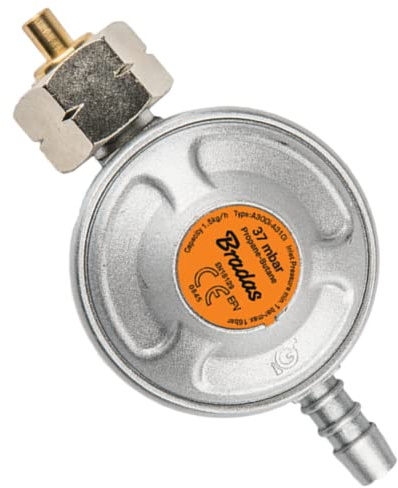 Regulador de botella de gas butano de 37 mbar, conexión 1/2 BSP, se adapta a botellas de tornillo Calor