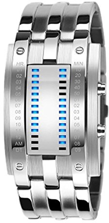Orologio da polso da uomo, con luce a LED per la visualizzazione di data e ora, acciaio inox, antiurto, certificato secondo lo standard militare, alla moda, con circuito binario