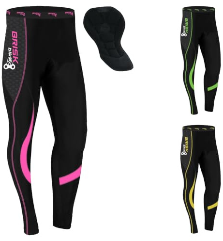 Brisk Bike Radhose, gepolsterte Winter-Thermohose für Damen, Fahrradhose, Leggings, Radlerhose XL schwarz / rosa
