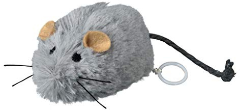 TRIXIE fidgetmus att dra upp – för katter – plyschpäls – lekstimulerande kattmynta – grå – 8 cm – 4083
