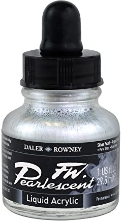 Daler – Rowney FW Flüssigflasche, Acrylperlen, 29,5 ml, Silberfarben