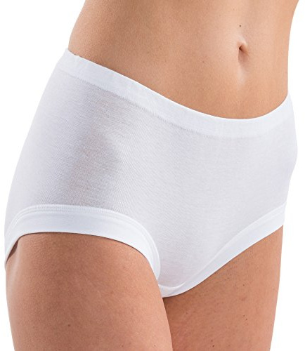 HERMKO 1140 Midjetrosor för kvinnor, koksäkra med dragsko, ekologisk bomull, 5-pack, Vitt, S