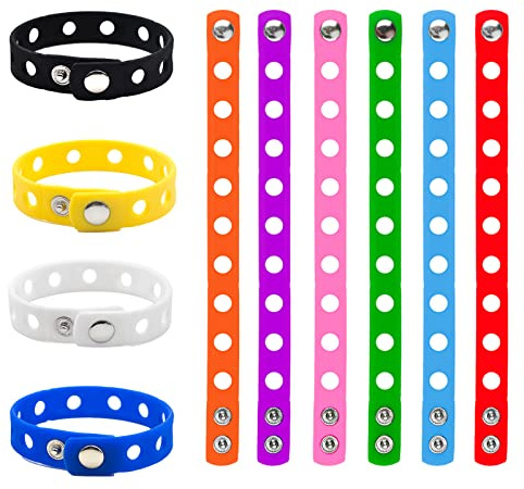 GOGO 10 Pezzi Braccialetti in Gomma per Bambini, Braccialetti Silicone Regolabile, Decorato con Ciondoli per Scarpe PVC, Accessori per Feste - Assortiti