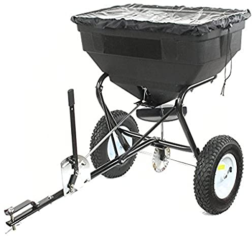 GREENSTAR - Rotierender Streuwagen zum Ziehen – maximale Kapazität: 56 kg – Durchflussmenge verstellbar – Streubreite: 2,5 bis 3,5 m – Reifen 12,5 Zoll mit Luftkammer