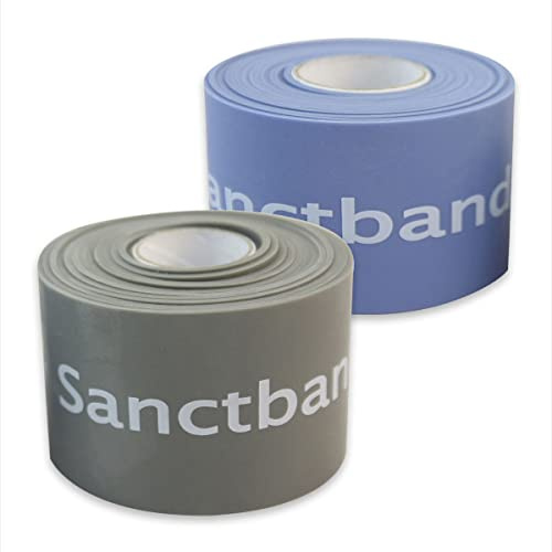 Flossband 2-er-Set Sport, Level 2+4, Länge 206cm, Bandbreite 5cm, Markenqualität von Sanctband nach dem EASYFLOSSING-Konzept von Sven Kruse - mittel und extra stark / Level 2+4 / 1,30mm+1,80mm
