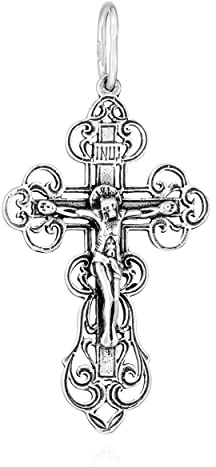 NKlaus Kettenanhänger, Silber Jesus Kreuz 925 Orthodoxe K68, 1 Stück | echtes 925er Sterlingsilber; silber kreuz orthodox