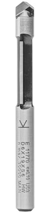 ENT 11770 Ausstechfräser und Kopierfräser HW, Schaft (S) 6 mm, Durchmesser (D) 6 mm, NL 19 mm, SL 32 mm, GL 65 mm