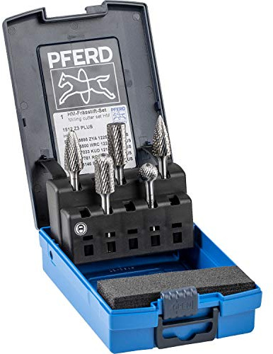 PFERD TOOLS HM-Frässtift-Set, 5-teilig, Zahnung 3 PLUS, Schaft-ø 6 mm, 21901512 – für universelle Anwendungen auf den wichtigsten industriell verwendeten Werkstoffen