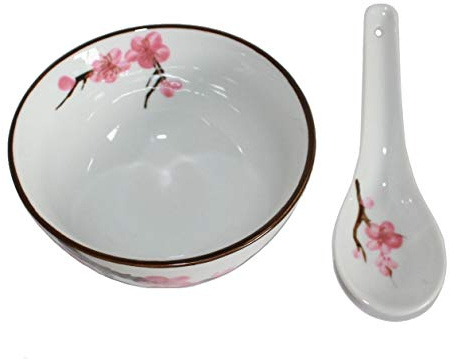 AAF Nommel – Reis- oder Teeschale Soba Bowl klein Sakura – Kirschblüte ø 11 cm mit passendem Löffel Nr. 778