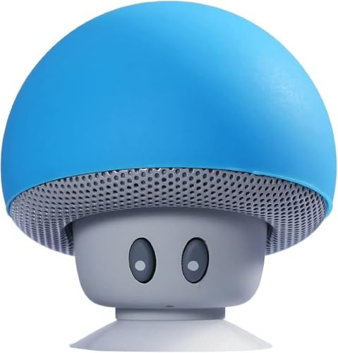 Hipipooo Mini Enceinte Champignon Bluetooth V2.1avec Ventouse, Haut-Parleur Mushroom Mignon sans Fil Compact avec iPhone, Android Phone, iPad, Tablette PC (Bleu)