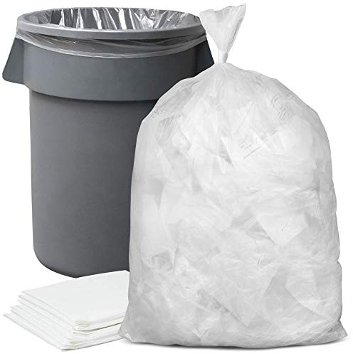 Plasticplace 56 Gallon Trash Bags - Clear High Density Garbage Bags - Heavy Duty, Scent-Free, Large Trash Can Liners for Kitchen, Commercial, & Garden Use 16 Microns, Leak-Proof, 43 x 48 (150 Count)