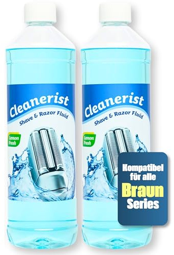 Cleanerist | 2x 1L Scherkopfreiniger Nachfüllflüssigkeit für Braun Clean & Renew (Series 3/5/7/8/9) – Ersatz zum Nachfüllen von 20 CCR Reinigungskartuschen – Rasierer Reinigungsflüssigkeit Lemon Fresh