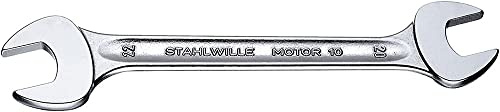 Stahlwille 40433538 Double Open Ended Spanners, Motor No. 10a, Size 19/32 x 11/16 inch, 15 deg Offset Angle, SAE, Industrial Grade, Chrome Plated, Non-Slip Finish, Made in Germany