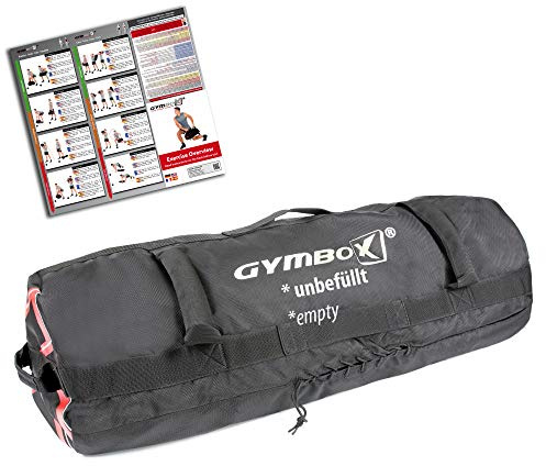 GYMBOX Professioneller Sandbag mit Poster Funktionelles Training 25kg/50kg flexibel befüllbare Gewichtstasche für Sand-Sack