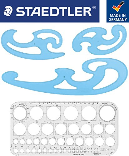 STAEDTLER Burmester-Kurvenlineale 3 - teilig im Etui inklusive Kreisschablone St