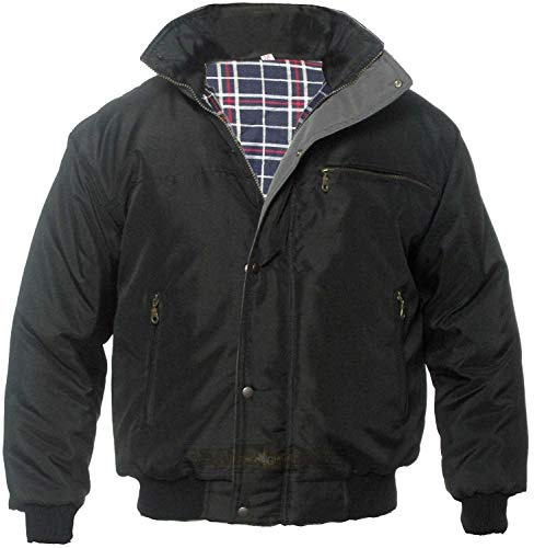 Men's Bomber Jacket, Sky Diver Jacket, Work Coat, Two Color, Black & Navy (M, Black)